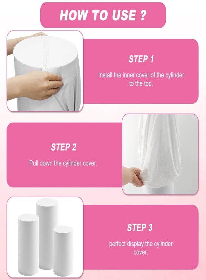 Kazheon 3Pcs Cylinder Pedestal Stand Covers,Round Spandex Cylinder Stand Covers for Party,Elastic Cloth Cylinders Plinth Cover for Parties Wedding Birthday Event Decor,Only Covers - Image 4